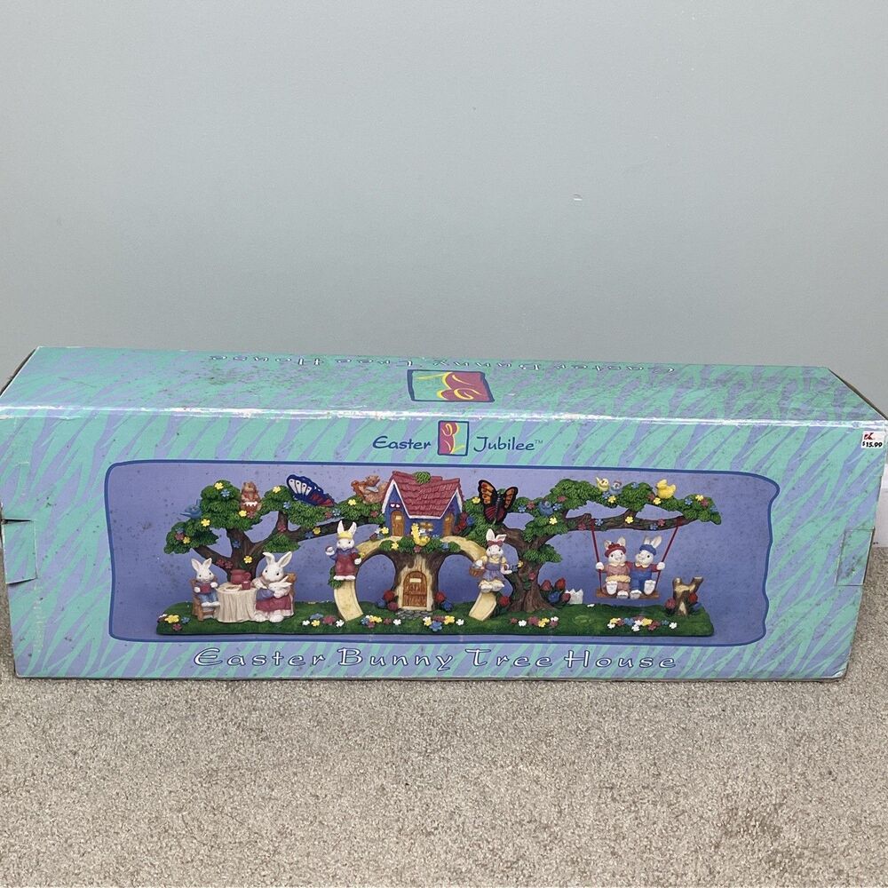 VTG 1999 Jaimy Design Easter Jubilee Easter Bunny Tree House 21" New Other Con‎